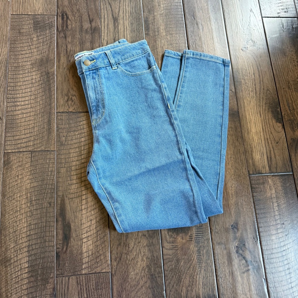 American Apparel New Pencil Jean Medium Blue High Rise Slim Straight Jeans 29